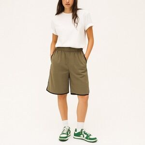 Kate Spade Saturday Olive Green Black Bermuda Shorts Medium Pockets
